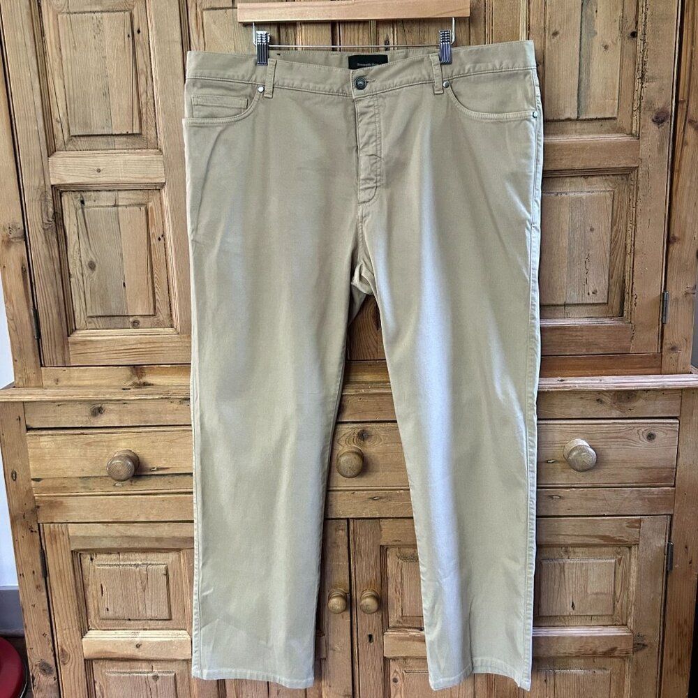 Ermenegildo Zegna Mens 42 x 30 Tan Khaki Jeans Denim Straight Leg Trousers